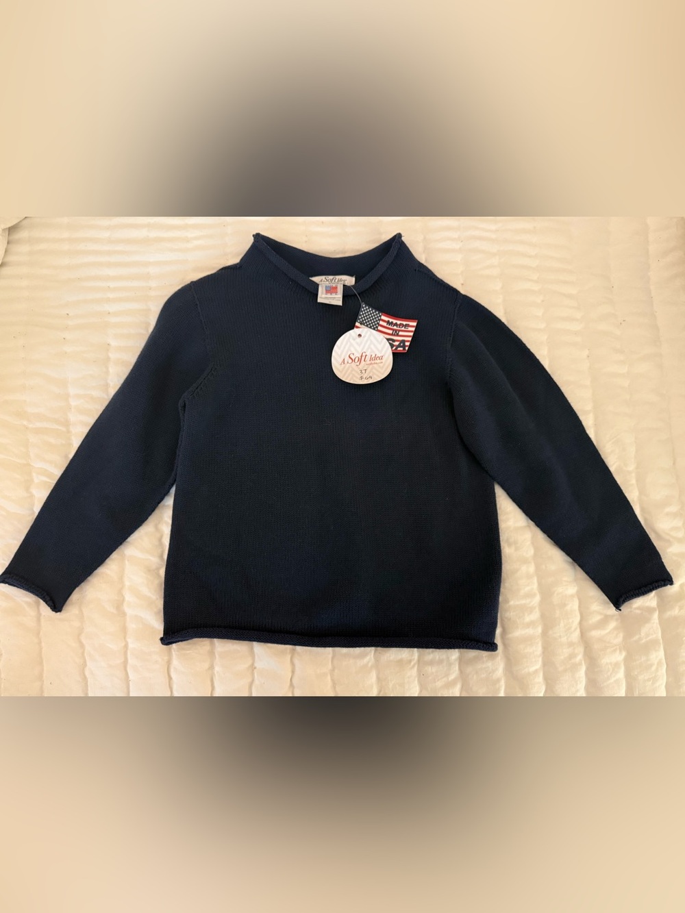 NWT A Soft Idea Navy Roll Neck Sweater 3T | Tuckernuck | Made in USA
